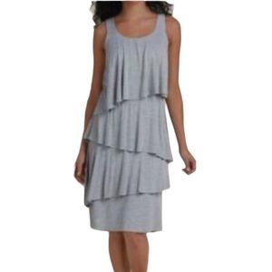 Soft Surroundings Darcie Grey Tiered Midi Dress